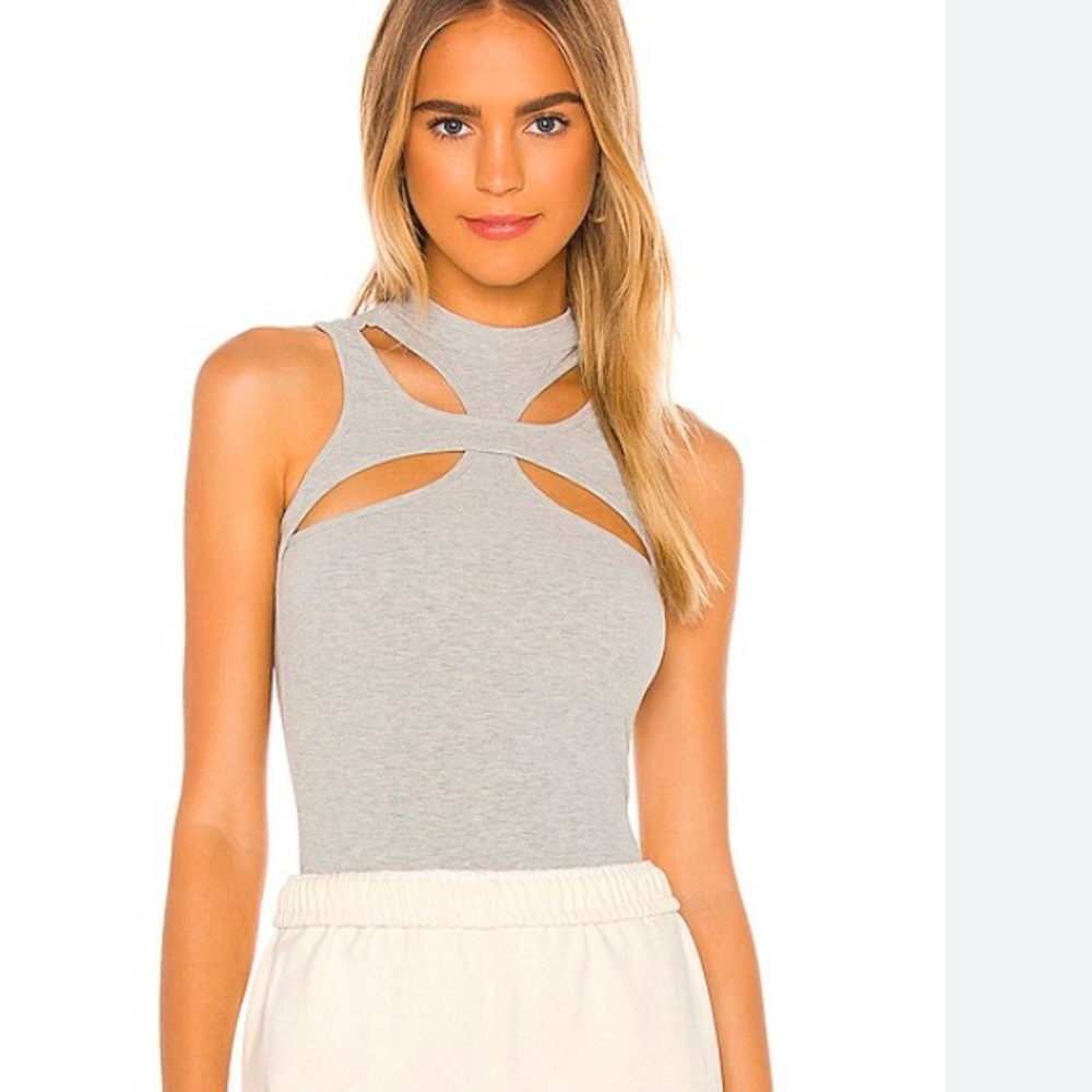 Superdown Gray Fitted Cut Out Tank Top